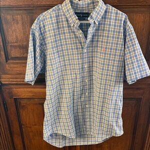 Ralph Lauren Blue and Yellow Plaid Short-Sleeve Button-Down Shirt